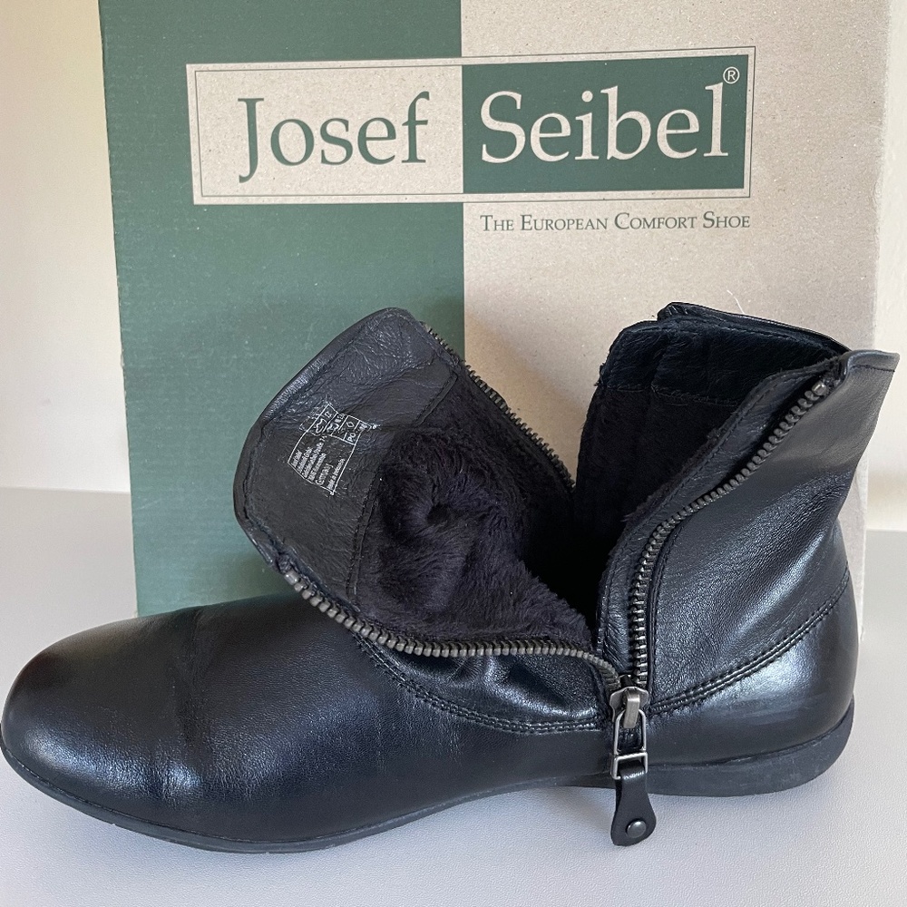 Josef Seibel Faye/Naly Black Leather Ankle Boots w/Zippers, Women's EU 40/ US 9 - Picture 8 of 16